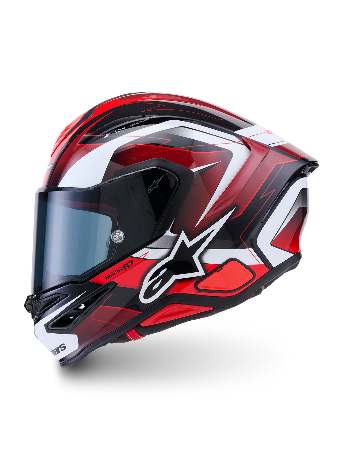 Alpinestars S-R7 Kinetis Helm, Motorrad-Integralhelm für den Rennsport, Schwarz, Rot und Weiß, Carbonkonstruktion, ECE-zertifiziert