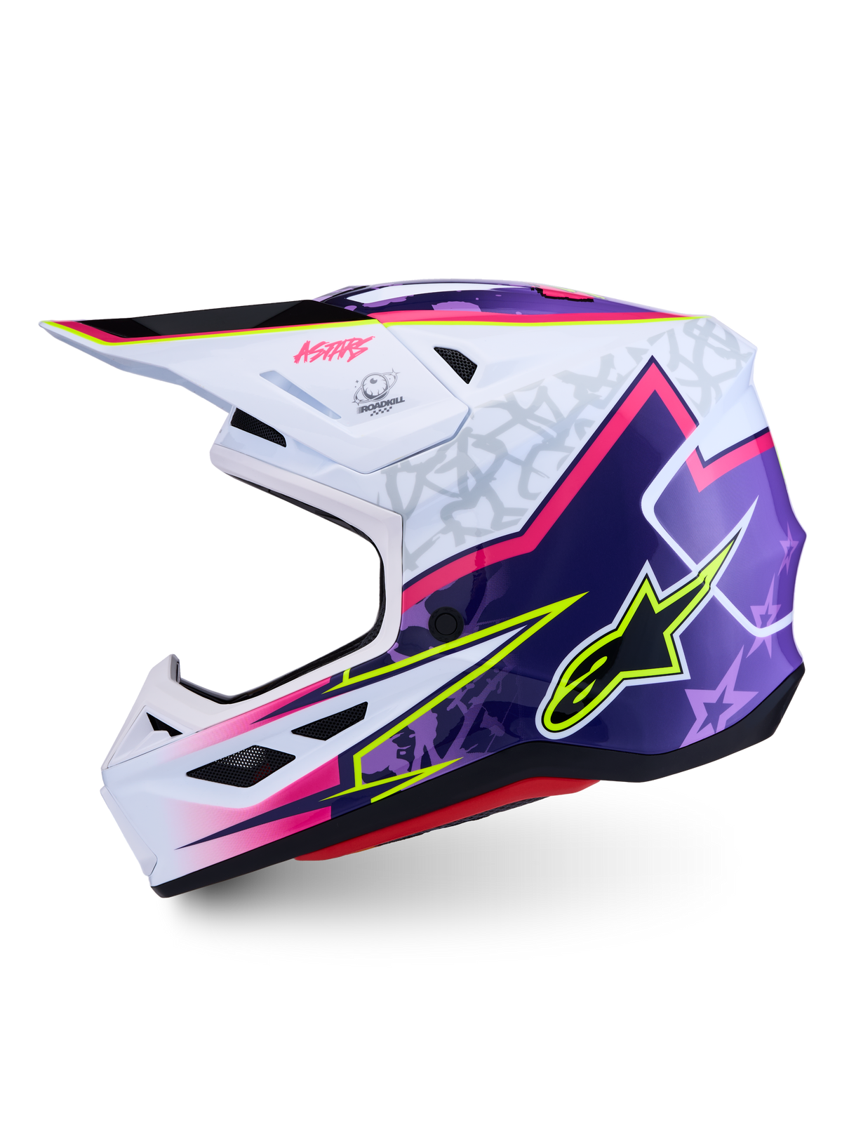 Alpinestars S-M7 Blaster Helm ECE06, Motocross-Helm, Lila und Pink, Verbundschalenkonstruktion, ECE 22.06 zertifiziert