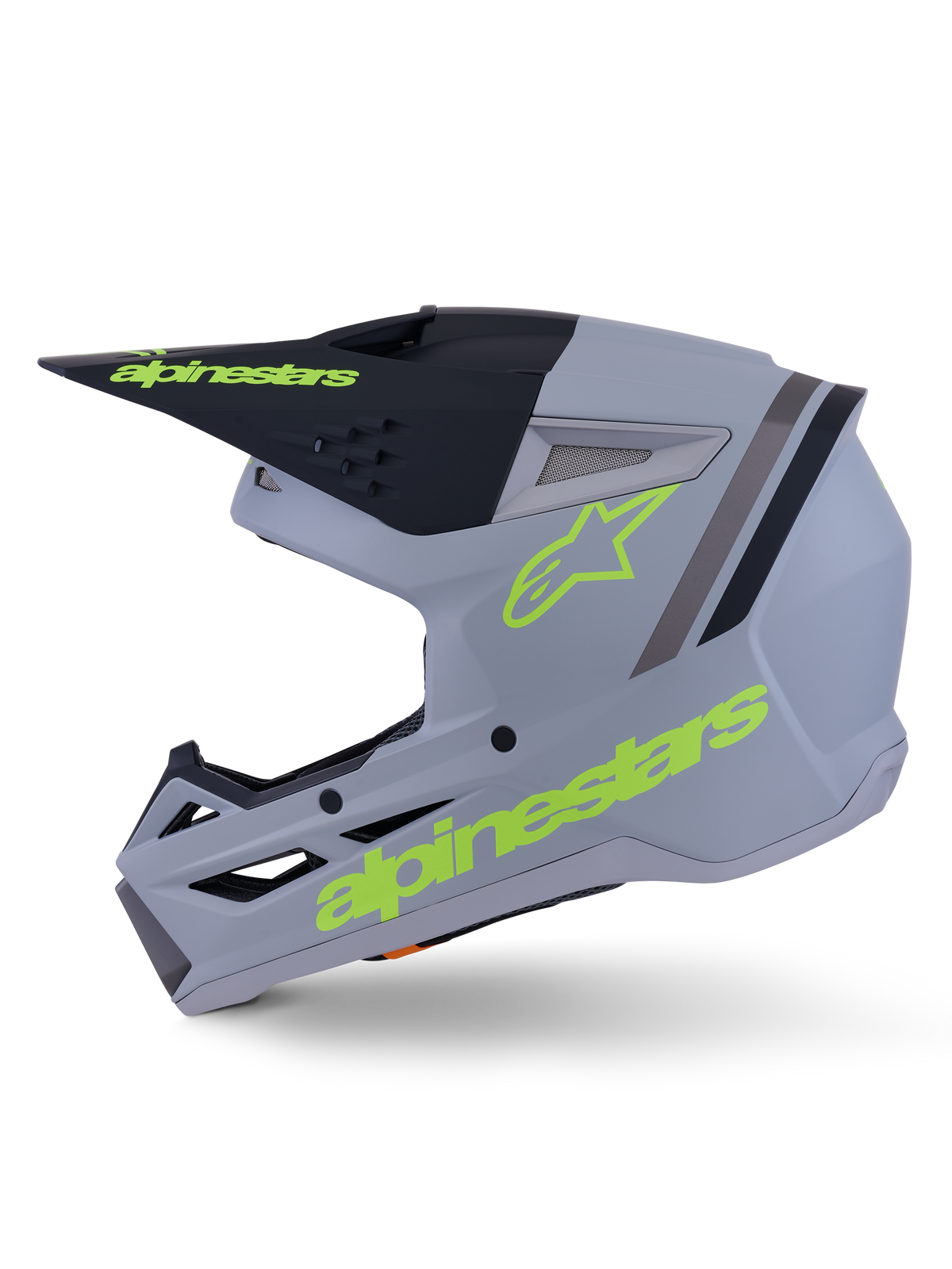 Alpinestars S-M3 Radium Helm, Motocross-Helm, Grün, Schwarz und Gelb Fluo Matt, thermo-injizierte Schale mit integriertem Visier und High-Flow-Belüftungsöffnungen, entwickelt für MX- und Enduro-Fahrten