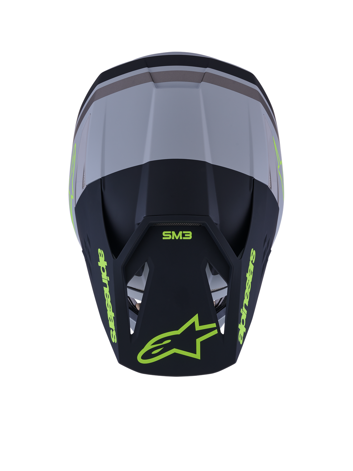 Alpinestars S-M3 Radium Helm, Motocross-Helm, Grün, Schwarz und Gelb Fluo Matt, mattes Finish mit mehreren Belüftungsöffnungen, schlankes aerodynamisches Design mit integriertem Visier, spezialisierte Kopfschutz-Ausrüstung für Offroad- und MX-Rennen