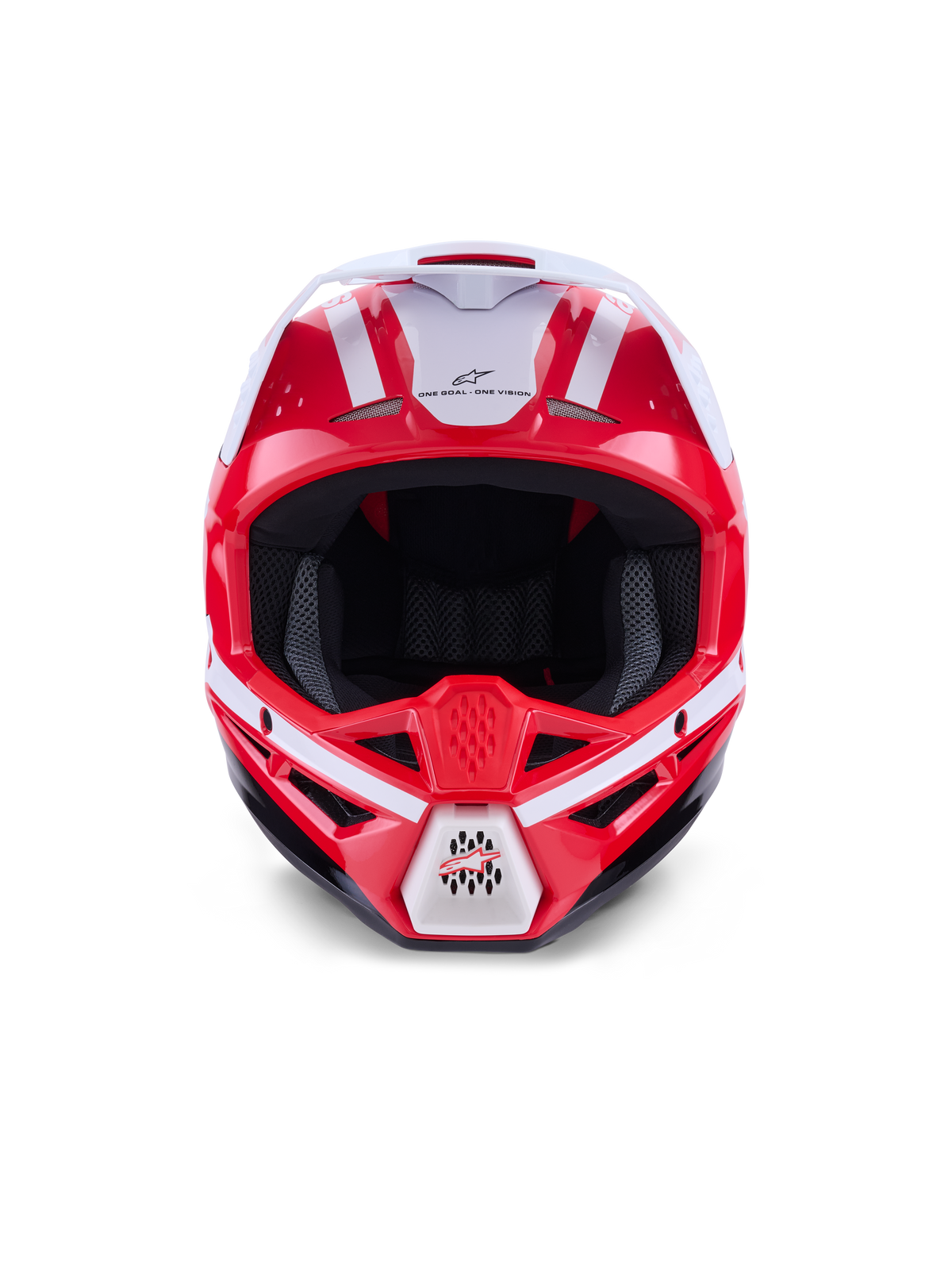 Alpinestars S-M3 Heat Helmet, Motocross Off-road Helmet, Red, White and Black, ECE 22.06 certified, detailed front view.