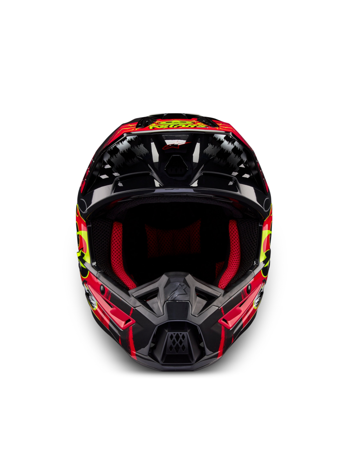 Alpinestars S-M5 Rash Helm, Motocross-Offroad-Helm in Dunkelgrau und Hellrot glänzend, belüftete Thermoplast-Schale, ECE 22.06.