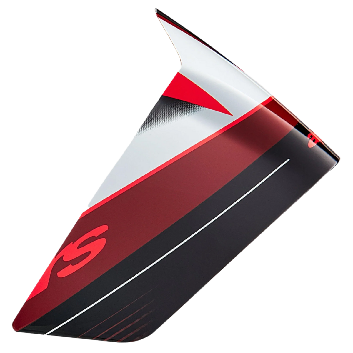 Alpinestars Supertech R10 Team Race Spoiler, Helmzubehör, Schwarz Carbon, Rot und Weiß glänzend, aerodynamisches Ersatzteil mit kantigen Grafiken und schlankem Profil