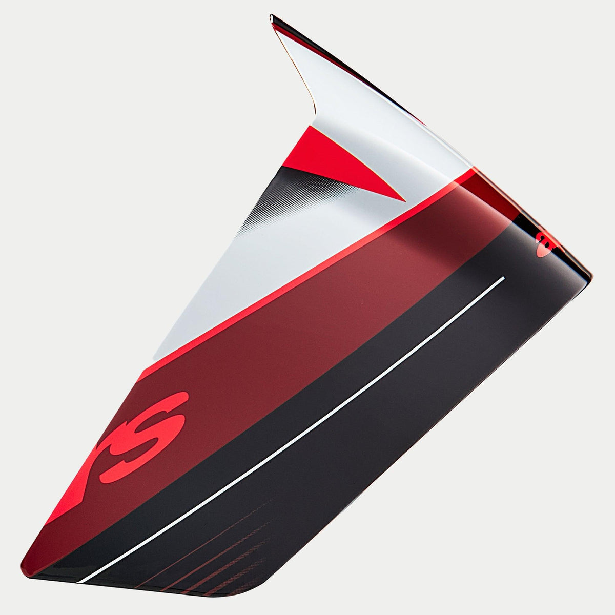 Alpinestars Supertech R10 Team Race Spoiler, Helmzubehör, Schwarz Carbon Rot und Weiß glänzend, aerodynamisches Ersatzteil mit scharfen Winkeln und grafischen Mustern, glänzendes Finish für Rennhelme