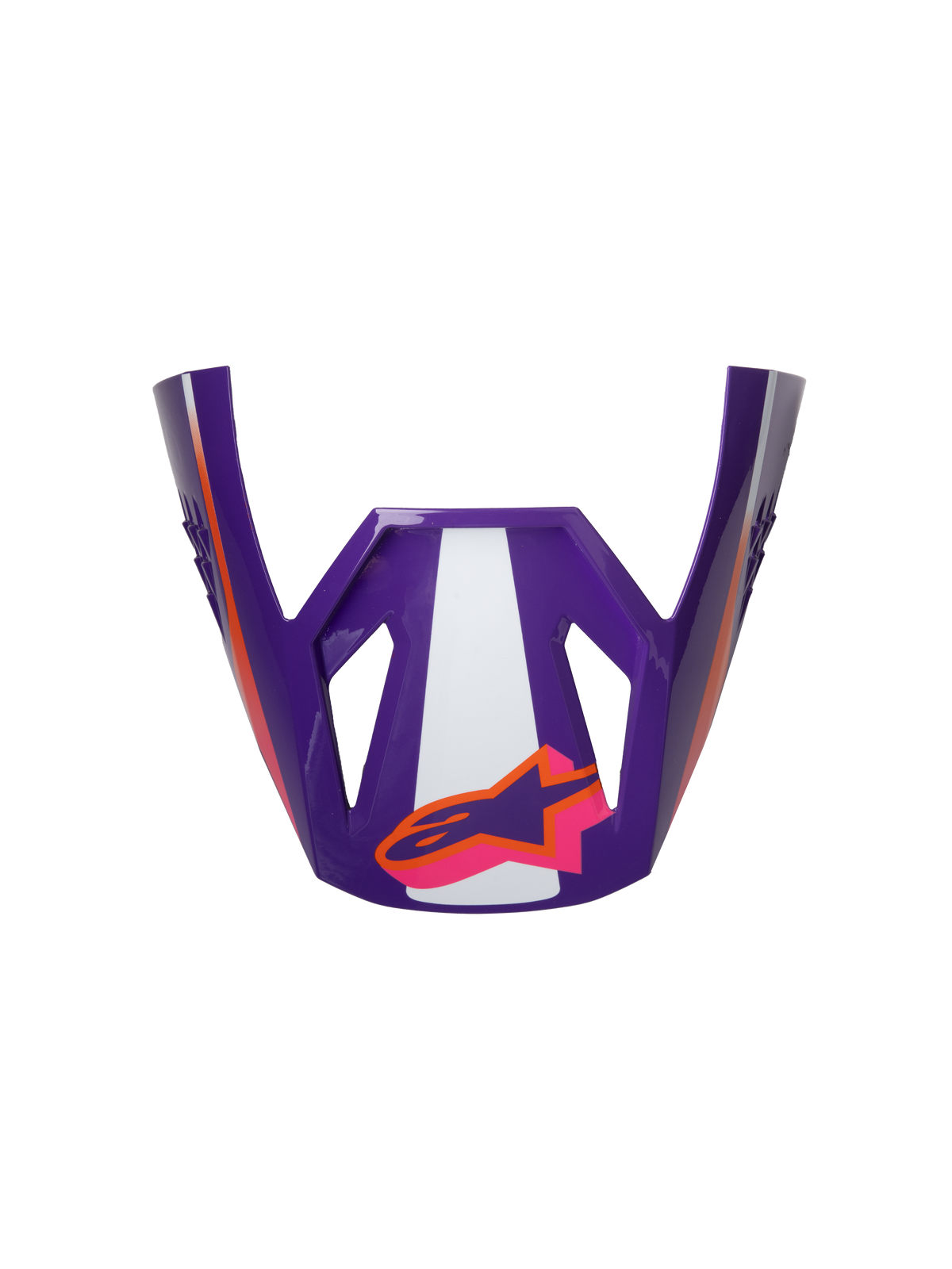 Alpinestars S-M3 Heat ECE06 Helmvisier, Motorrad-Rennvisier, Lila, Weiß und Pink, Hochglanz-Finish, orangefarbene Akzente mit Stern-Logo, kantiges Design mit sportlichen Ausschnitten