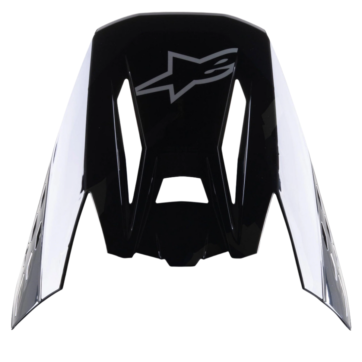Alpinestars S-M5 Rover Visier, Motocross-Helm-Zubehör, Schwarz Anthrazit Camo Glänzend, glänzendes schwarzes Finish mit grauem Stern-Logo, aerodynamisches Design mit Aussparungen für den Luftstrom