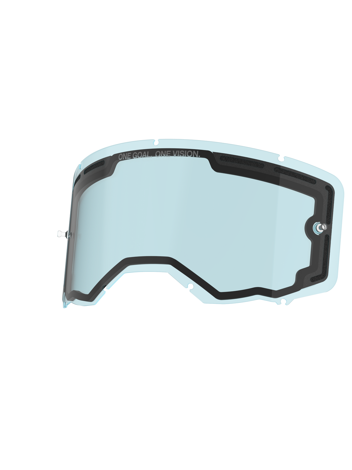 Alpinestars Vision 8-5-3 Doppelscheibe, Ersatzglas für Motocross-Brillen, Blau, leicht getöntes Polycarbonat mit Doppelscheiben-Konstruktion, schwarze Schaumstoffdichtung, ‚ONE GOAL. ONE VISION.‘-Schriftzug, integrierte Tear-off-Pfosten, langlebiges Antibeschlag-Glas für Motocross-Brillen