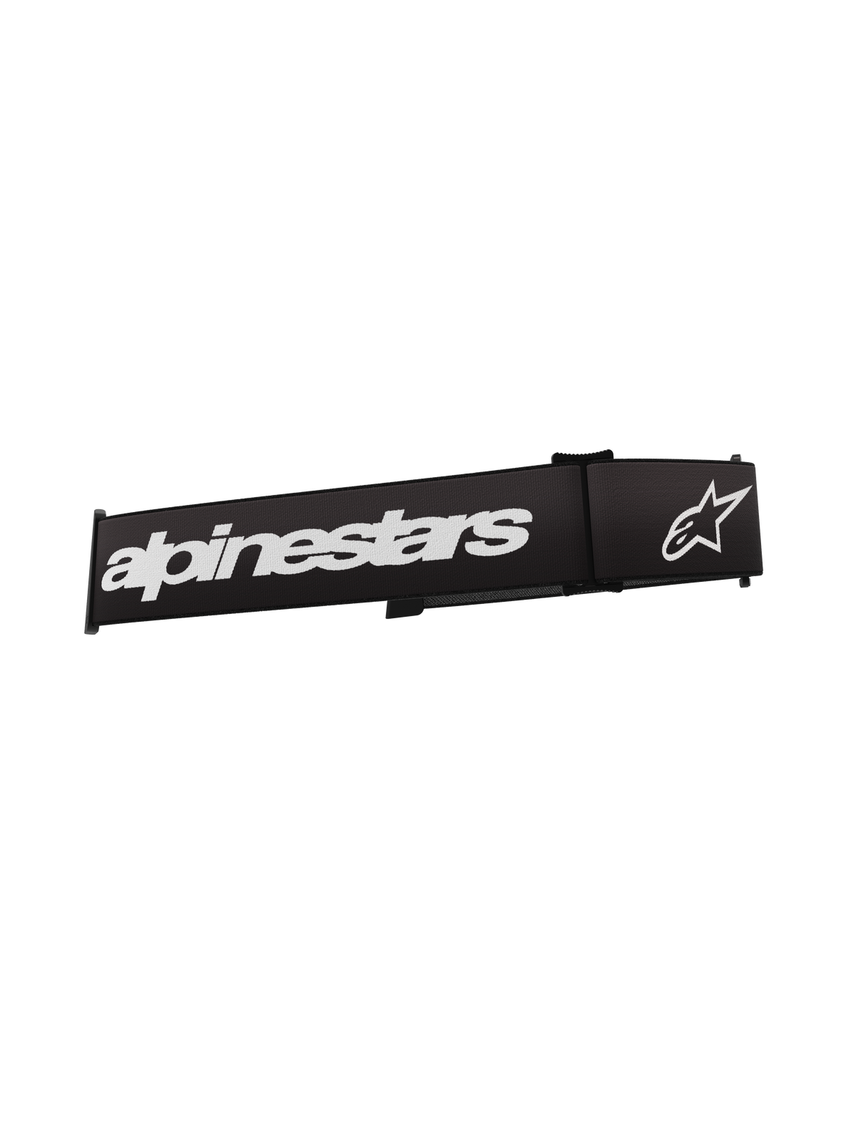 Alpinestars Supertech Goggles Strap, Motocross Goggle Accessory, Black and White, featuring bold white Alpinestars wordmark and star logo, durable woven replacement strap for off-road motorcycle goggles