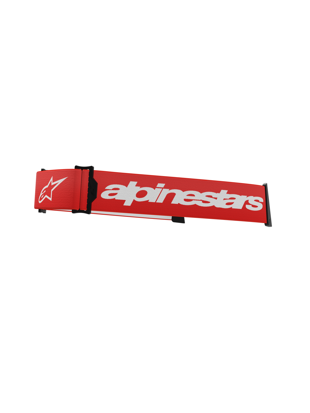 Alpinestars Supertech Goggles Strap, Rot und Weiß, Ersatz-Motocross-Brillenband mit markantem weißen Logo-Schriftzug, schwarzen Click-Snap-Verbindern und integriertem ISP-Keil für die perfekte Helmpositionierung