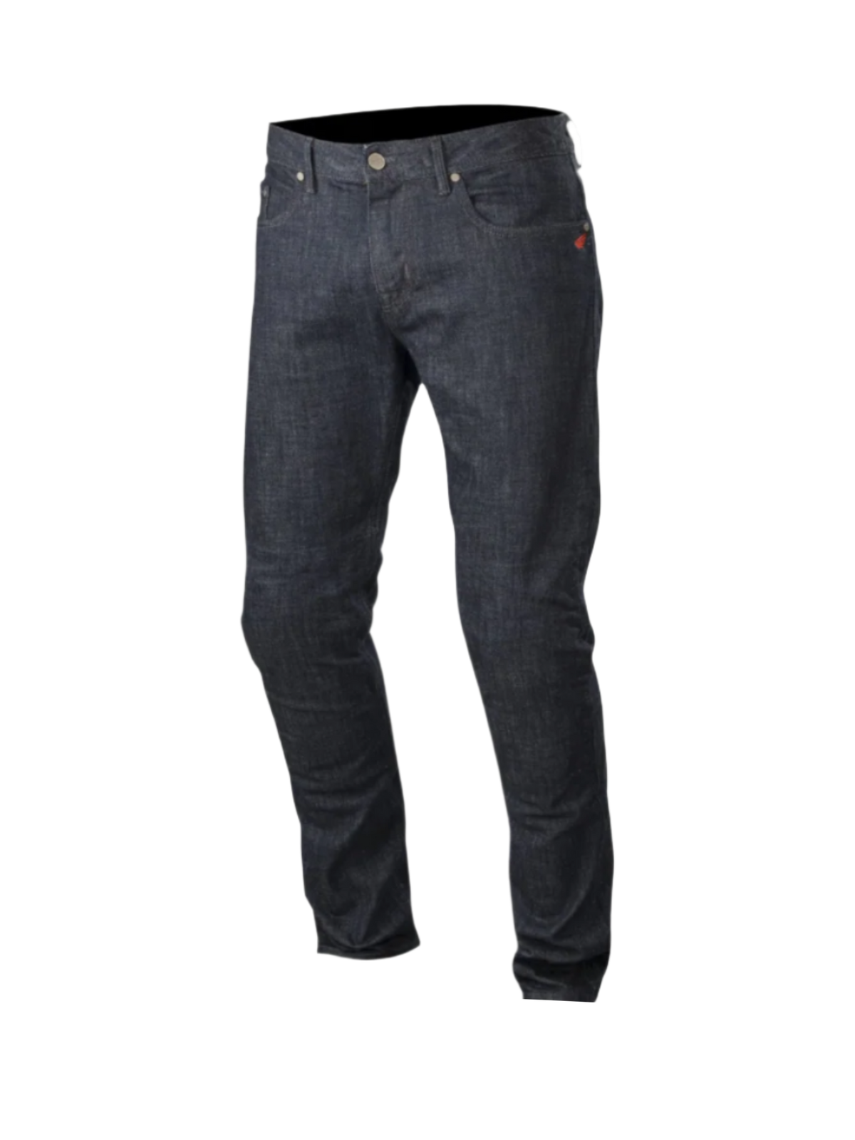 Alpinestars Copper Jeans, Herren-Motorradjeans in Dunkelblau mit rotem Logo, Regular Fit und Aramidfaser-Schutz.