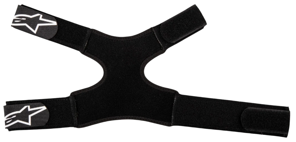 Alpinestars Fluid Dual Strap Kit, Nackenprotektor-Gurte, Schwarz, verstellbares Stoffdesign mit vier Klettverschlüssen, weiße Alpinestars Stern-Logos an den Enden, sicheres Befestigungszubehör für Motocross-Schutzausrüstung