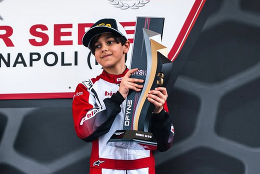 TORCHIA FERDINANDO IN THE HUNT FOR WSK SUPER MASTER SERIES VICTORY IN MINI U10 CLASS IN NAPOLI, ITALY