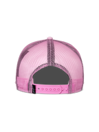 Alpinestars Corp Trucker Hat, Pink, Rear View, featuring pink mesh back panels and adjustable snapback closure, casual motorsport-inspired headwear