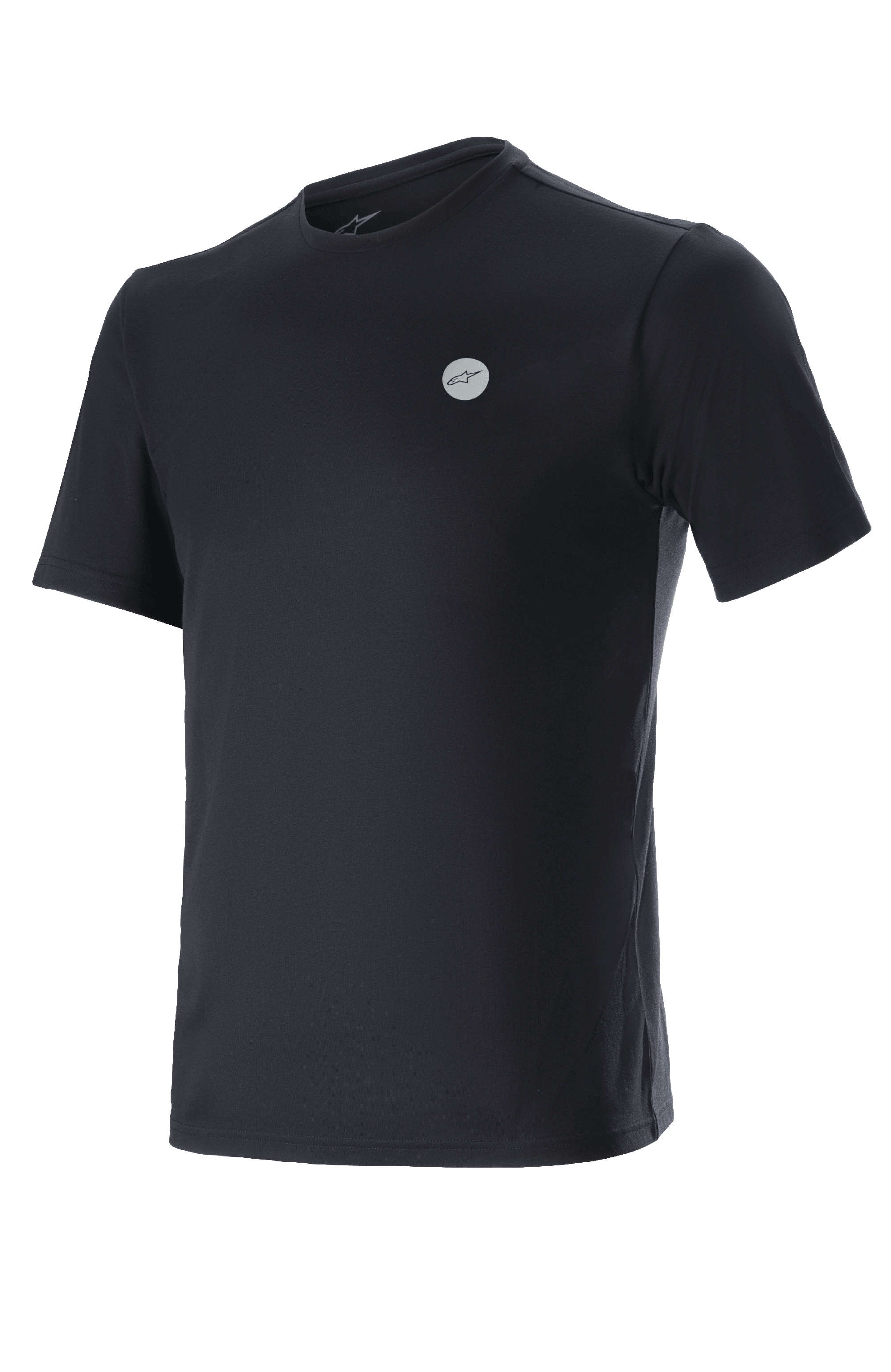Alpinestars Dot Tech Tee, Kurzarm-T-Shirt, Schwarz, kleines kreisförmiges Logo mit Alpinestars-Stern auf der Brust, Performance MTB-Bekleidung