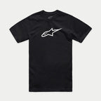 Alpinestars Ageless 2.0 CSF Tee, kurzärmeliges T-Shirt, Schwarz mit weißem Ageless-Logo, lässige Motorsport-Sportbekleidung