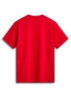 Alpinestars Linear Wordmark 2.0 CSF T-Shirt, rotes Kurzarm-Sportswear-T-Shirt, Rückansicht mit internem Nackendruck und externem Etikett