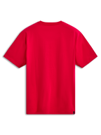 Alpinestars Ride 4.0 CSF Tee, Kurzarm-T-Shirt, Rot, Rückansicht mit einfarbigem rotem Stoff, kleines schwarzes gewebtes Etikett am unteren Saum, lässige Motorsport-Streetwear