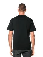 Alpinestars MX Helmet CSF Tee, kurzärmeliges T-Shirt, Schwarz, Rückansicht am Modell, Casual Motorsport Streetwear
