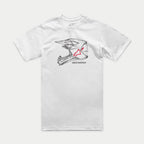 Alpinestars MX Helmet CSF Tee, Kurzarm-T-Shirt, Weiß, Schwarze Motocross-Helm-Grafik auf der Vorderseite mit rotem Stern-Logo und Alpinestars Schriftzug, Lässige motorsport-inspirierte Sportbekleidung