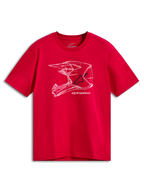 Alpinestars CSF Tee, Kurzarm-T-Shirt, Rot, Weiße MX-Helm-Grafik auf der Vorderseite, Lässige Motorsport-Streetwear