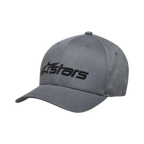 Alpinestars Blaze 2.0 Kappe, Anthrazit-Schwarz, strukturierte Baseballkappe mit gebogenem Schirm, schwarzes strukturiertes Alpinestars-Logo auf der Vorderseite, lässiges vom Motorsport inspiriertes Design