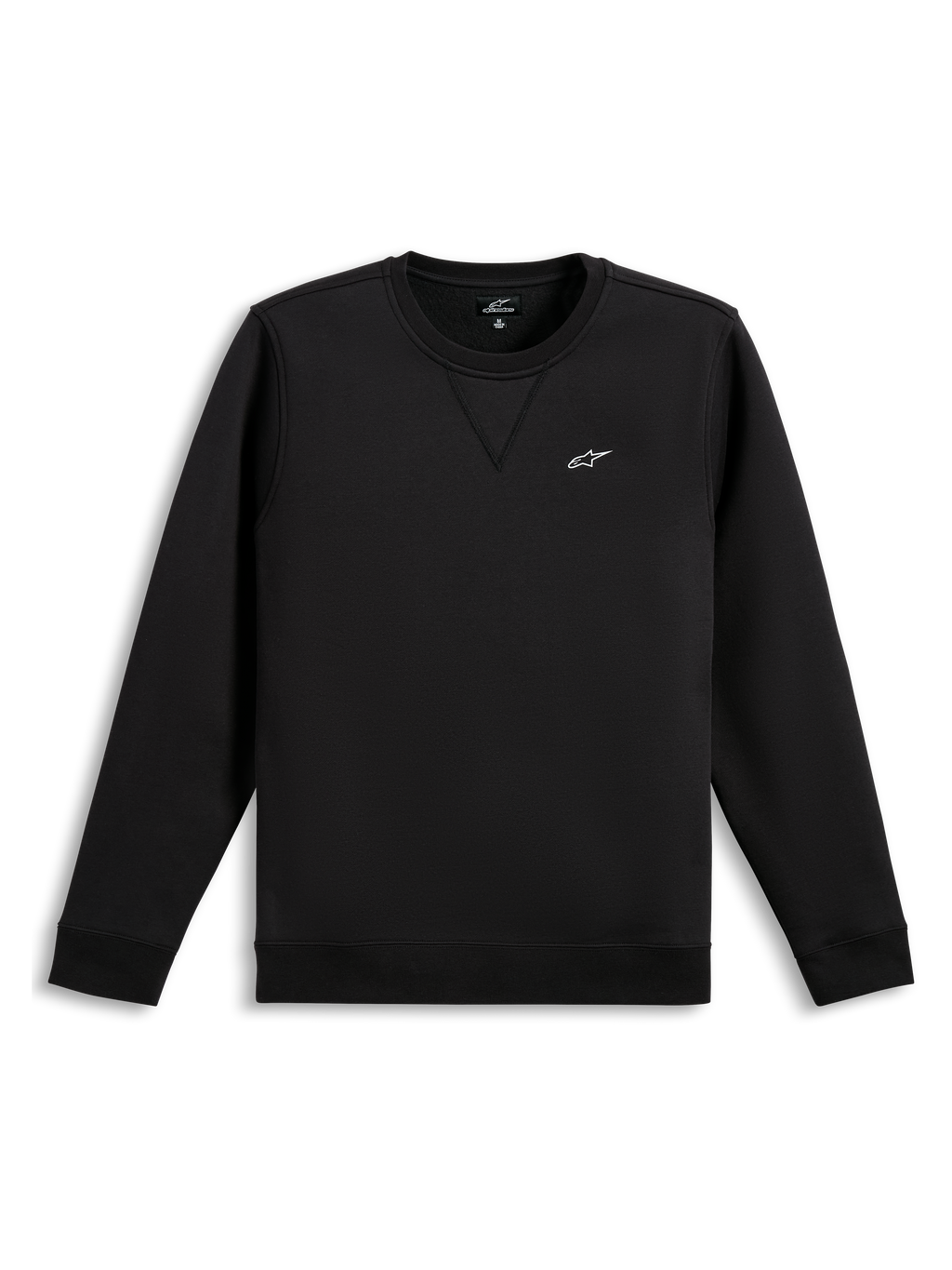 Alpinestars Positive Crew, schwarzer Sportswear-Pullover mit weißem Brustlogo und Rippbündchen