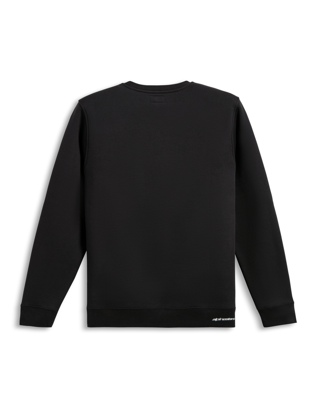 Alpinestars Positive Crew, schwarzes Sportswear-Sweatshirt, Rückansicht mit sauberem Baumwollmischgewebe-Design, Rippbündchen und Saum