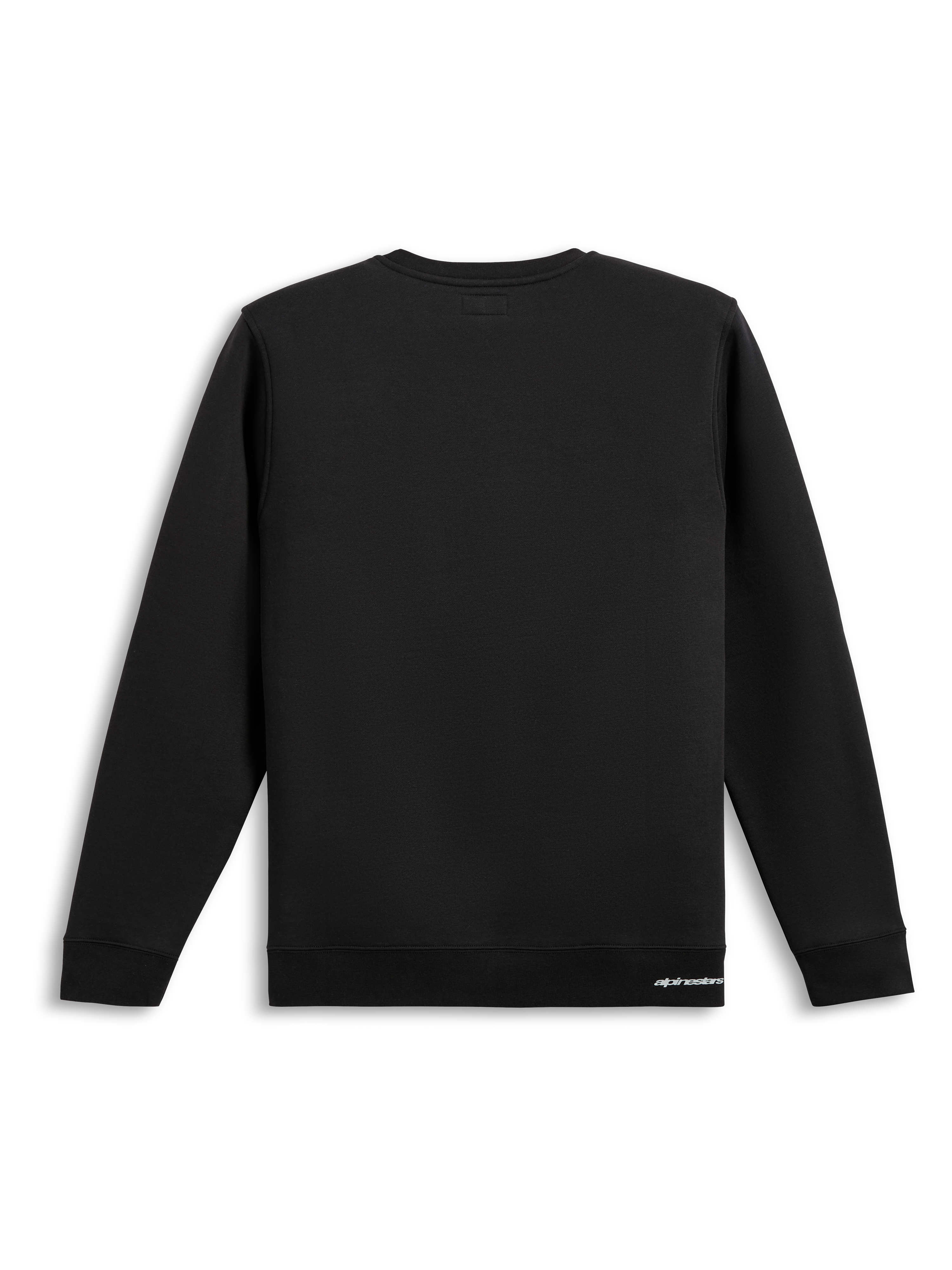 Alpinestars Positive Crew, schwarzes Sportswear-Sweatshirt, Rückansicht mit sauberem Baumwollmischgewebe-Design, Rippbündchen und Saum