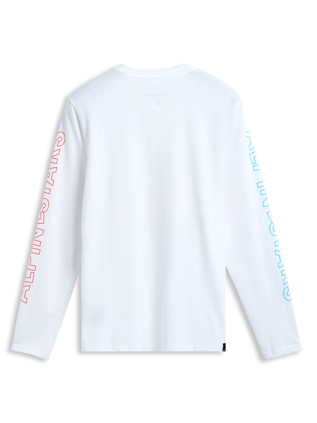 Alpinestars Ayess CSF Langarm-T-Shirt, weißes Sportswear-Langarm-T-Shirt mit bedruckten Grafiken auf den Ärmeln, Rückansicht.