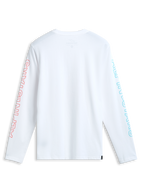 Alpinestars Ayess CSF Langarm-T-Shirt, weißes Sportswear-Langarm-T-Shirt mit bedruckten Grafiken auf den Ärmeln, Rückansicht.