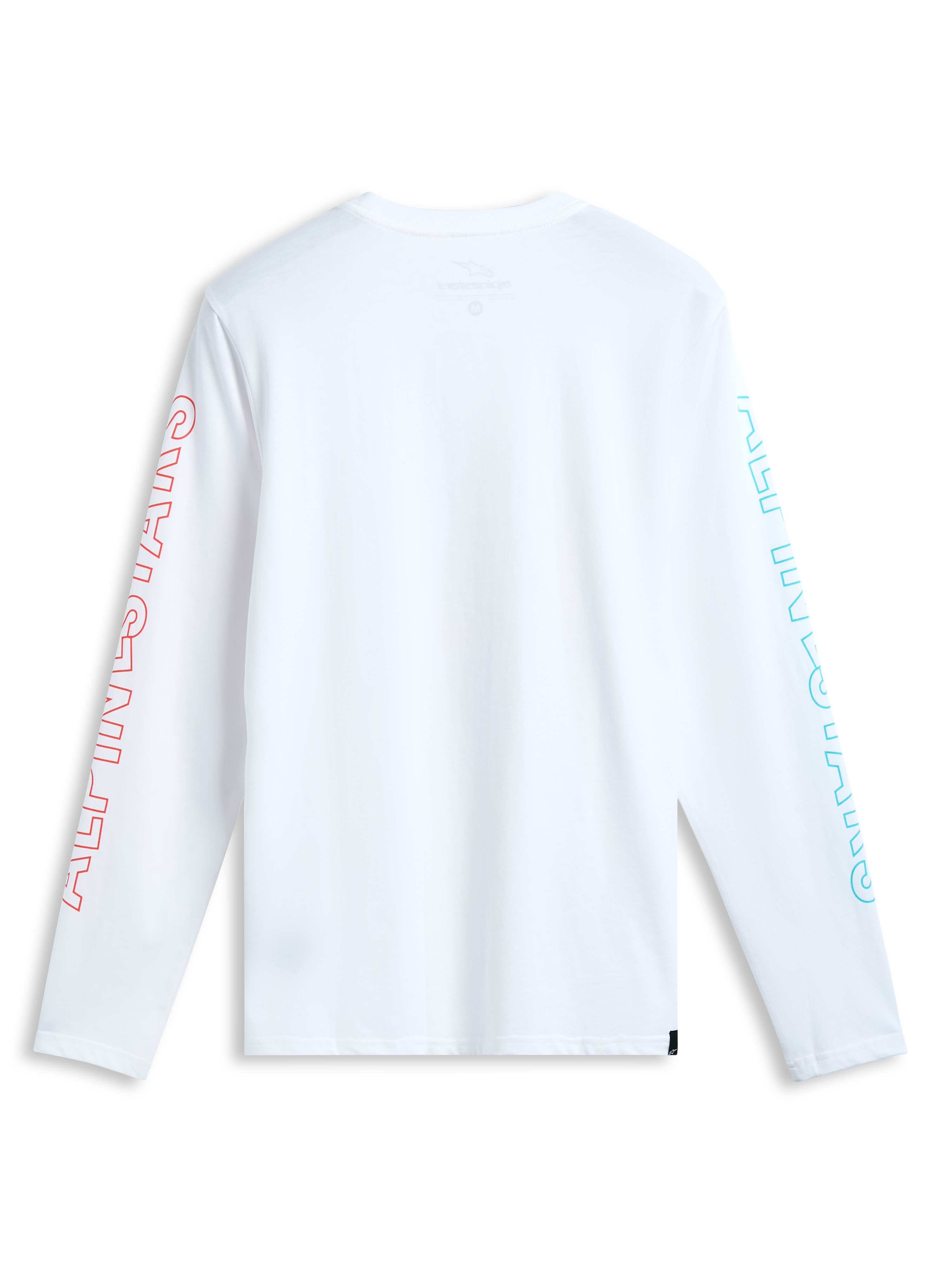 Alpinestars Ayess CSF Langarm-T-Shirt, weißes Sportswear-Langarm-T-Shirt mit bedruckten Grafiken auf den Ärmeln, Rückansicht.