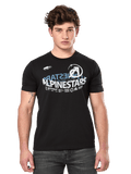 Alpinestars Semicircle CSF Tee, Kurzarm-T-Shirt, Schwarz, weiß-blaue halbkreisförmig geschwungene Alpinestars-Grafik auf der Brust, Casual Motorsport Streetwear