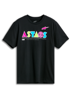 Alpinestars Cereal CSF Tee, Kurzarm-T-Shirt, Schwarz, auffälliges geometrisches ASTARS-Logo in Pink, Limettengrün und Hellblau, lässige Motorsport-Streetwear