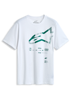Alpinestars Geografica CSF T-Shirt, Kurzarm-T-Shirt, Weiß, grünes Astars-Logo auf der Vorderseite mit Multi-Tech-Grafik, Legere Motorsport-Sportbekleidung