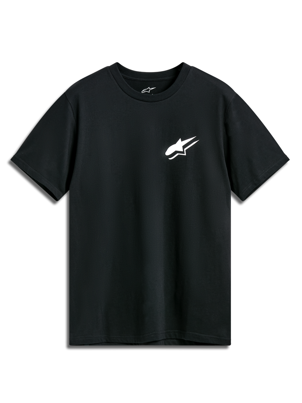 Alpinestars Formulate CSF T-Shirt, Kurzarm-T-Shirt, Schwarz, weißes Astars-Logo auf der Brust, lässige Motorsport-Sportbekleidung