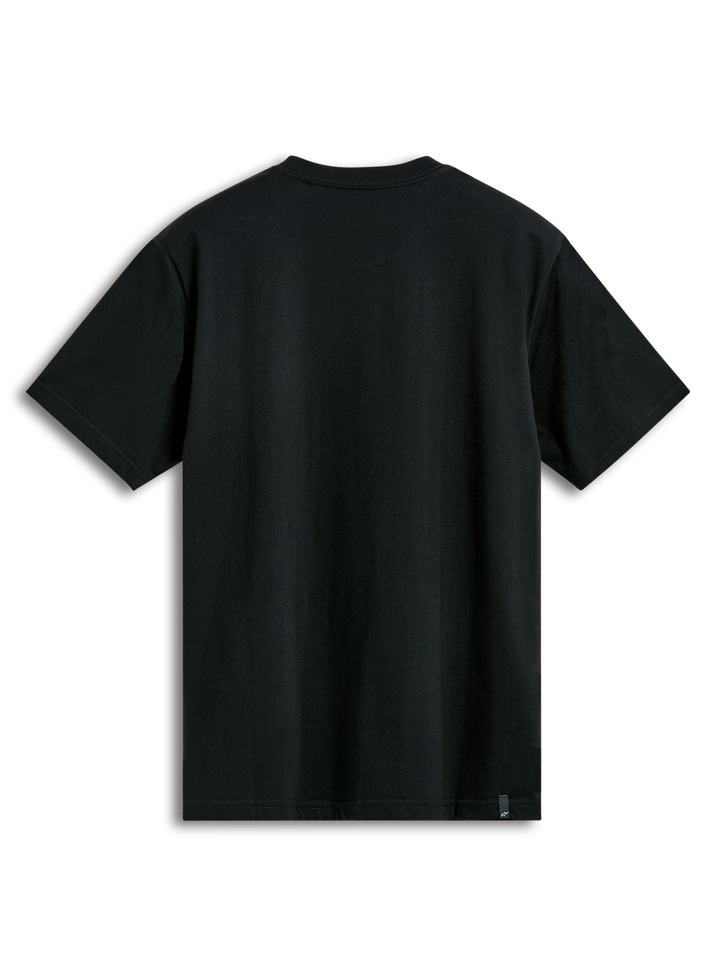 Alpinestars Dot Carbon CSF T-Shirt, schwarzes Kurzarm-Sportswear-T-Shirt, Rückansicht mit externer Etikettierung.
