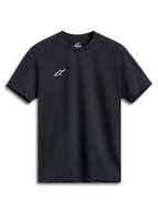 Alpinestars Point Performance Tee, kurzärmeliges T-Shirt, Schwarz, kleines weißes Astars-Logo auf der Brust, Performance-Sportbekleidung
