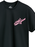 Alpinestars Attrition Performance Tee, Kurzarm-T-Shirt, Schwarz mit rosa Astars-Logo, Rundhalsausschnitt, Performance-Sportbekleidung