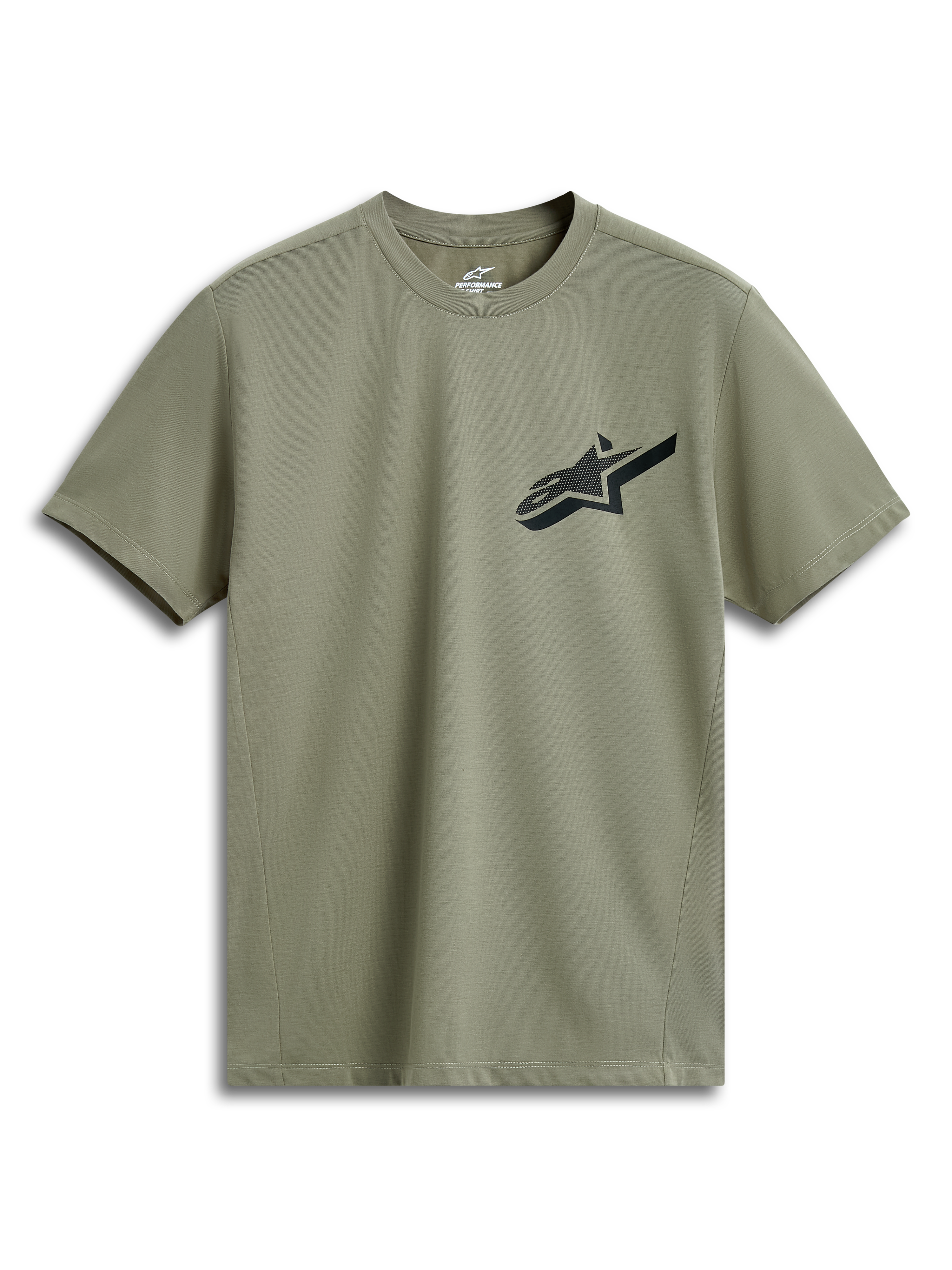 Alpinestars Attrition Performance Tee, Kurzarm-T-Shirt, Hellgrün, schwarzes Astars-Logo auf der Brust, technisches Jersey-Gewebe, nachhaltige Performance-Sportbekleidung
