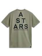Alpinestars Attrition Performance Tee, kurzärmeliges T-Shirt, Hellgrün, Rückansicht mit großer schwarzer ASTARS-Grafik und „NEW INNOVATION TO PROTECT OUR FUTURE“-Slogan, lässige Performance-Sportbekleidung
