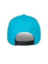 Alpinestars Luminary Mütze, Aqua-Blau, Rückansicht mit verstellbarem schwarzem Snapback-Verschluss, kleines schwarzes Logo-Etikett, 100 % Baumwoll-Twill, lässige Sport-Kopfbedeckung