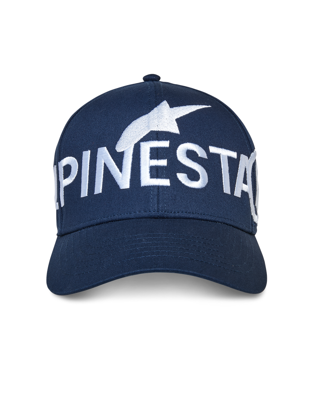 Alpinestars Committed Mütze, Marineblau, Snapback-Baseballkappe, mit großem weiß gesticktem Alpinestars-Logo auf der Vorderseite, strukturierte Krone mit gebogenem Schirm, lässige Motorsport-Streetwear