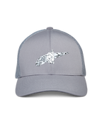 Alpinestars Terolithic Trucker Hat, Grau, mit gesprenkeltem schwarz-weißem Astar-Logo, gebogenem Schirm und Mesh-Rückseite, lässige, vom Motorsport inspirierte Kopfbedeckung