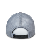 Alpinestars Terolithic Trucker Hat, graue Trucker-Mütze, Rückansicht mit grauen Mesh-Einsätzen und schwarzem Snapback-Verschluss, lässige vom Motorsport inspirierte Kopfbedeckung