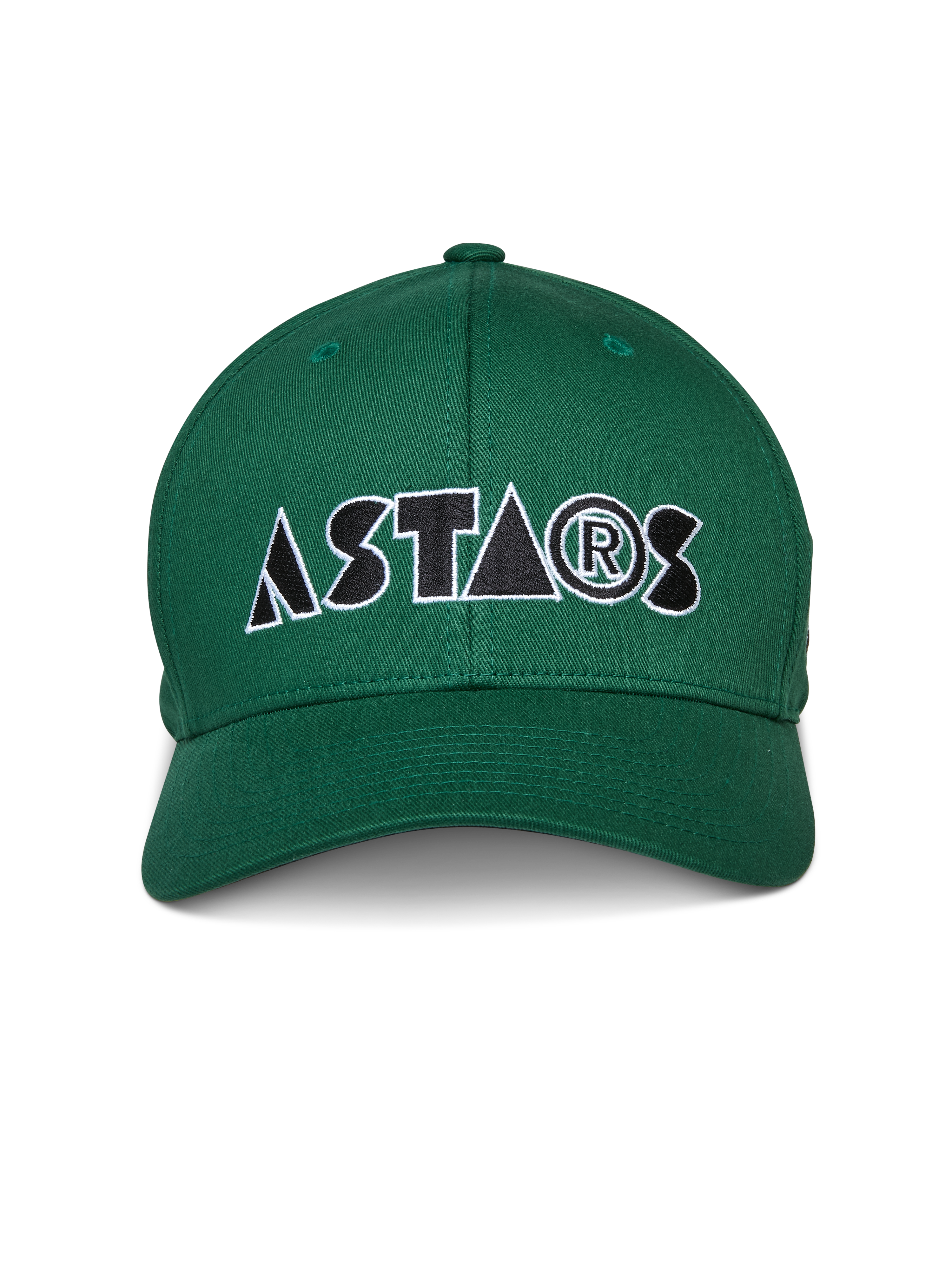 Alpinestars Cereal Hat, Green, Curved Bill Baseball Cap, Front stylized "ASTARS" logo embroidery in black and white, Casual Sportswear
