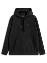 Alpinestars Emergent Oversized Hoodie, lässiger Streetwear-Kapuzenpullover, Schwarz mit farblich passend besticktem Astars-Logo, Oversized-Passform, Kapuze mit Kordelzug, Kängurutasche, modernes, vom Motorsport inspiriertes Design