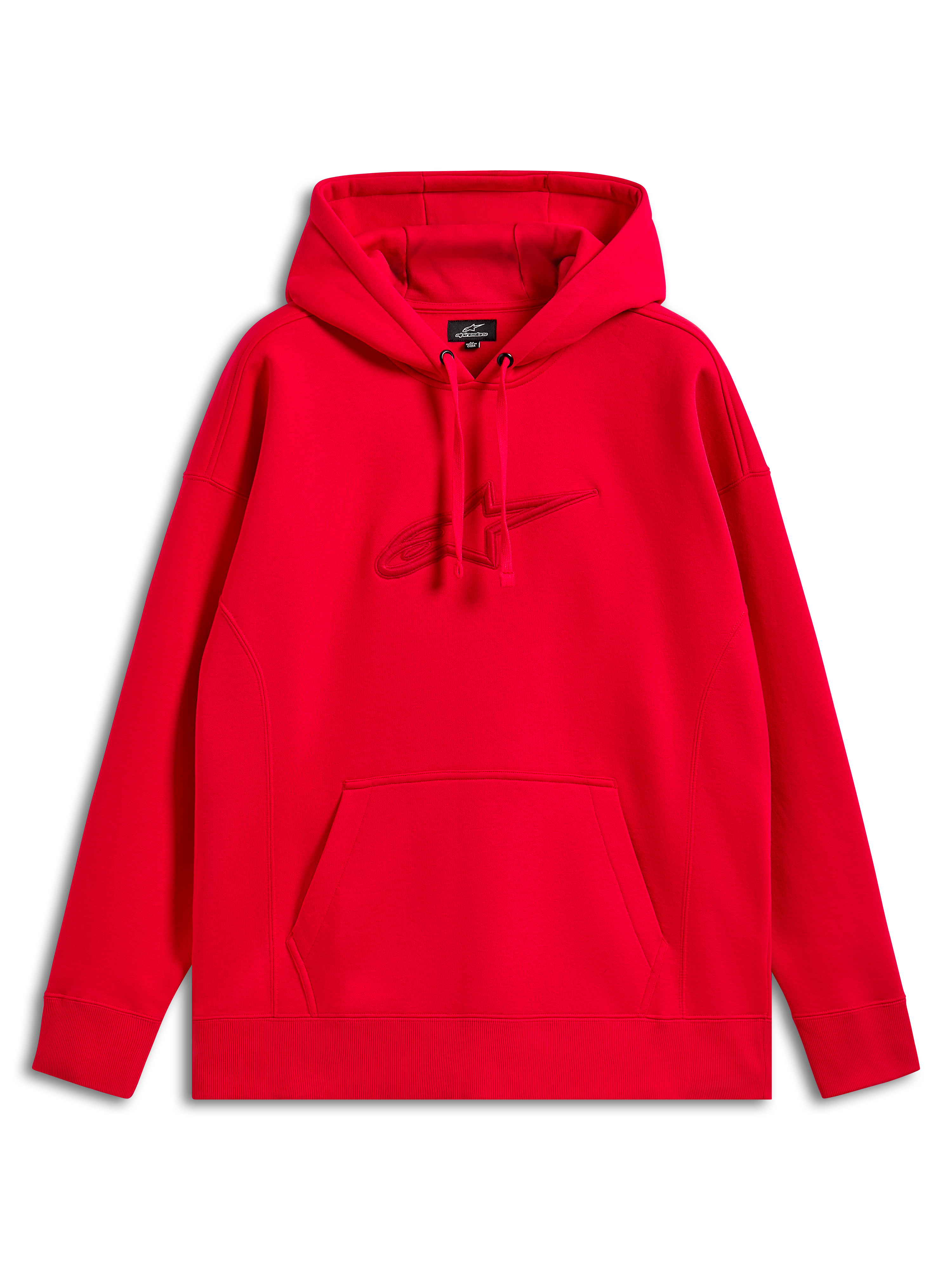 Alpinestars Emergent Oversized Hoodie, Rot, Kapuzenpullover mit tonalem 3D-gesticktem Astars-Logo, Kängurutasche, lässige Motorsport-Streetwear