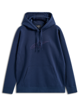 Alpinestars Emergent Oversized Hoodie, Dunkelblau, Fleece-Hoodie mit tonaler 3D-Stickerei des Astars-Logos auf der Brust, Kängurutasche, Kapuze mit Kordelzug, lockere Passform, lässige Streetwear