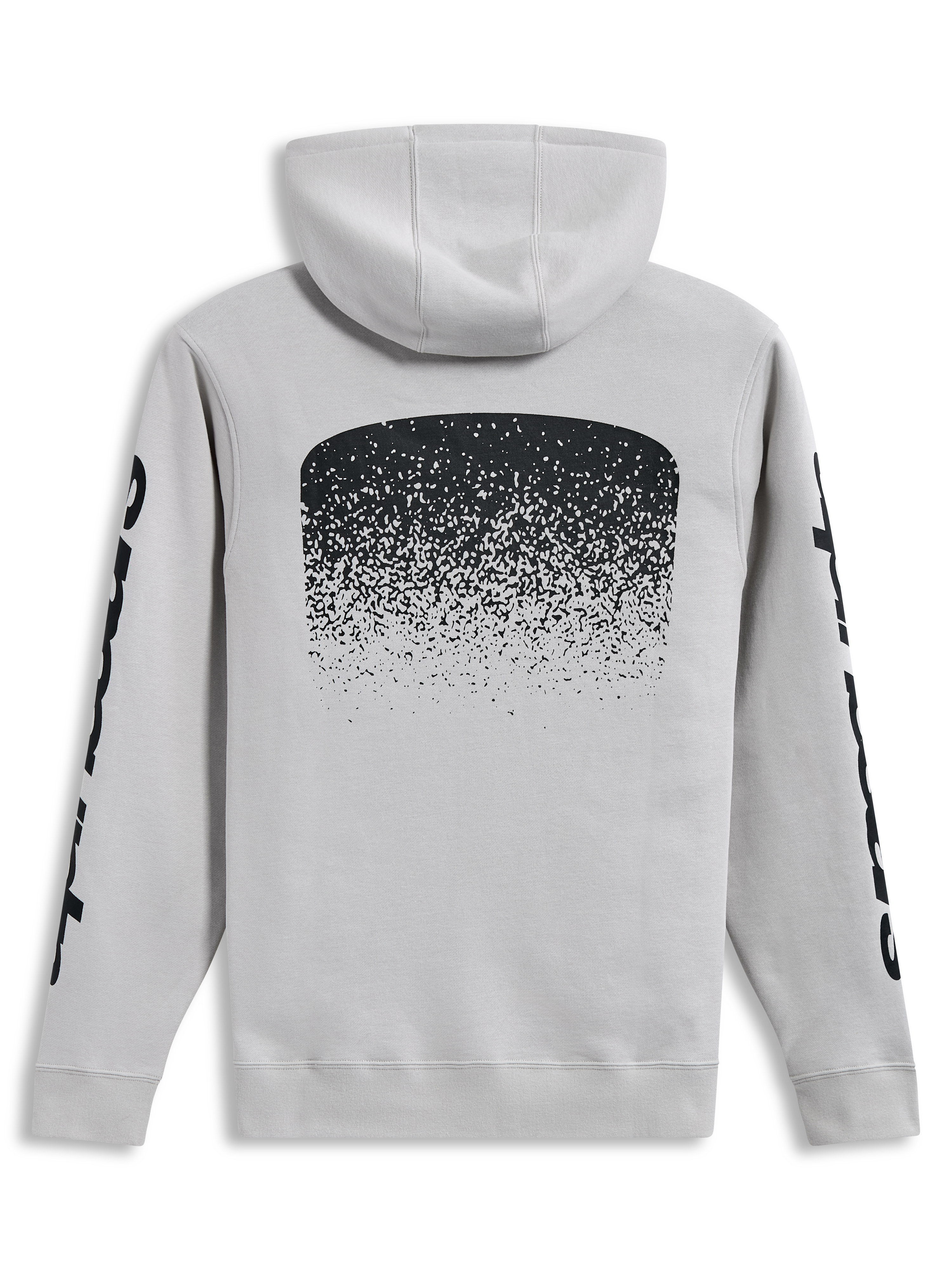 Alpinestars Obsessed Hoodie, grauer Kapuzenpullover mit schwarzem MX-Farbverlauf am Rücken und Ärmellogos, Sport-Streetwear