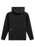 Alpinestars Cypher Hoodie, Rückansicht, Schwarz, lässiger Kapuzenpullover mit Reißverschluss aus Doppelvlies, kleines weißes Alpinestars-Wortlogo am unteren Rücken, Kapuze mit Mesh-Futter, modernes vom Motorsport inspiriertes Design